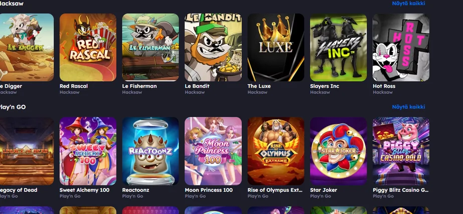 Selaa Hacksaw ja PlaynGO pelejä